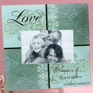 inches Green Glass Photo Frame Love