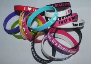 16pcs I Love One Direction 1D Fan Rubber Wristbands Silicone Bracelets
