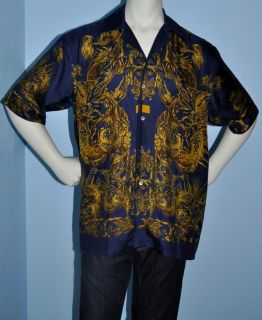 Gianfranco Ferre 100% Silk Short Sleeve Shirt Size 38 Medium Made In