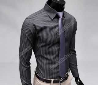  Stylish Casual Dress Slim Fit Long Sleeve Shirt Black Blue M/L/XL/XXL