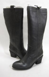 Miz Mooz Womens Ibsen Knee High Medium Heel Boots Gray Leather Size 7