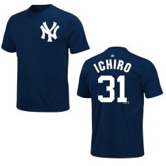 New York Yankees Ichiro Suzuki Navy Name and Number Jersey T Shirt Tee