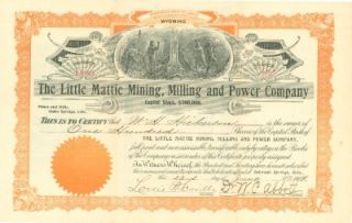 Little Mattie Mining Co Idaho Springs Colorado Stock Certificate