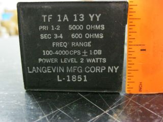 Langevin L 1851 Audio Transformer 5000ohm 600ohm 2 Watts See Pic for