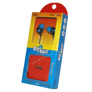 iHip IPBSBL Big Swell Earbud Headphones with Case (Blue)   Brand New