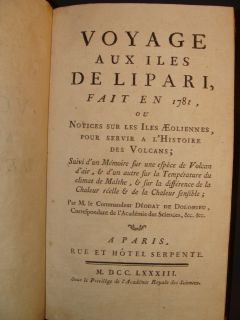 Voyage Aux Iles de Lipari Sicily Italy by de Dolomieu 1783