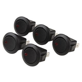 USD $ 8.19   Car Rocker Switches with Red Light Indicator (5 Pack, 12V