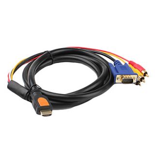 USD $ 13.29   HDMI to VGA and Composite 3 RCA Audio Video Cable (1.5M