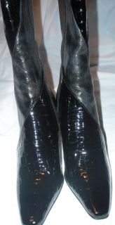 Impo Tai Squire Black Croco Stretch Knee Boots RARE 6
