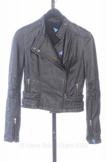 IMPROVD S 4 6 black LEATHER JACKET asymmetric zip MOTO motorcycle coat