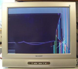 Sharp LC 20SH1U 20 inch LCD TV w Remote Has Broken Screen Parts Repair