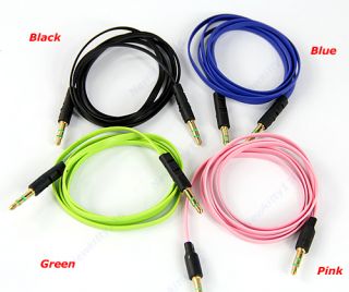  Male M/M Stereo Plug Jack Audio Flat Extension Cable For Phone PC MP3