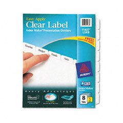 NEW AVERY 11437 Z02158 Index Maker Clear Label Dividers, 8 Tab, Letter