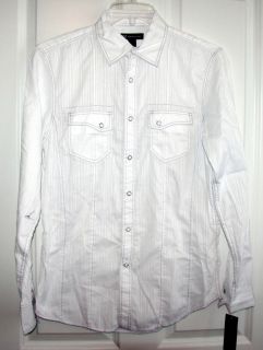 Inc Mens Western Snap Up Shirt White $50