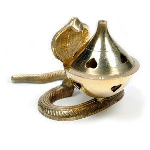 Brass Cobra Incense Burner Snake Cone Holder Gift New ☮