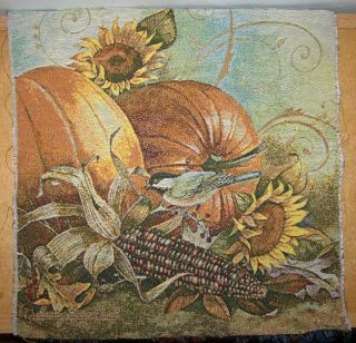 Joyful Harvest Pumpkin Indian Corn & Sunflower Tapestry Pillow Top