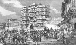 INDORE THE CHOWK OR SQUARE, BEFORE THE PALACE OF THE RAJAH. FROM A