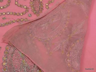 Beautiful Indian Art Silk Embroidered Vintage Sari 5 Y Curtain Dress