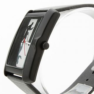USD $ 6.49   Unisex Leather Analog Quartz Wrist Watch 2354G (Black