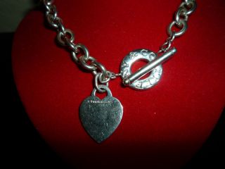 Authentic Tiffany Co 925 Silver Heart Toggle Necklace Necklace