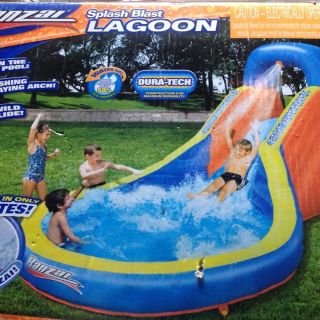  Blast Lagoon Inflatable Outdoor Water Slide Backyard Pool New