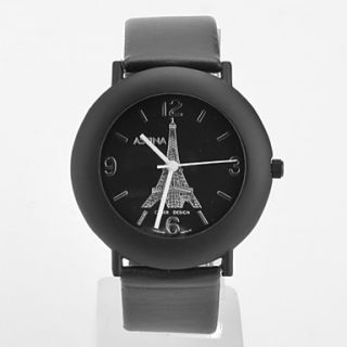 USD $ 6.49   Unisex Leather Analog Quartz Wrist Watch 0687a (Black