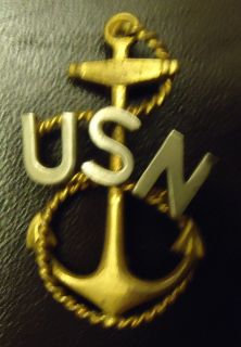   USN US Navy Chief Petty Officer CPO Hat Badge Pin Insignia Device NR