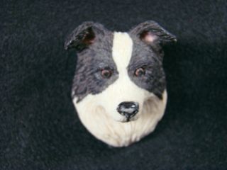 BORDER COLLIE Dog Cameo LAPEL PIN   MarvArt Charmstone Marble EARL