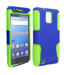 Blue Hard Mesh Back with Green Silicone Cover Case for Samsung Infuse