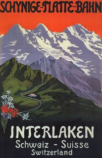 Interlaken Mountain Switzerland Suisse Vin Repro Poster