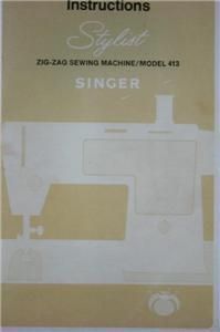 Singer 413 Stylist Sewing Machine Instruction Manual CD