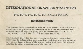  and repairing any part of the International Crawler Tractor