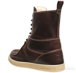 New $100 IPATH Shearling Mens Smooth Leather Boots Rootbeer Brown