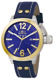 Invicta Blue Dial Mens Leather MSRP $495 00