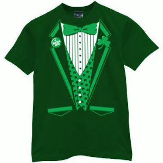 Irish Tuxedo T Shirt Halloween Leprechaun Beer Me Costume Green Dark
