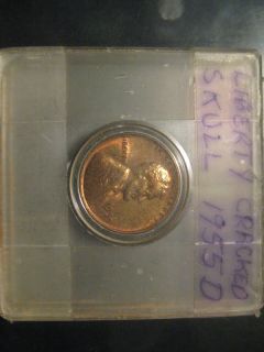 1955 D Lincoln Cent Penny Liberty Cracked Skull BU Red B200