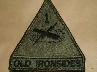 US Army Old Ironsides 1st Armor Division Patch Olive Green