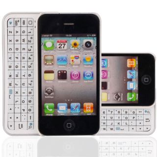  Bluetooth Slide Keyboard Case Spray Silvery for iPhone 4/4S 4G White