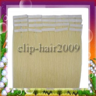 22 Remy Tape Hair Extensions 60 White Blonde 60g