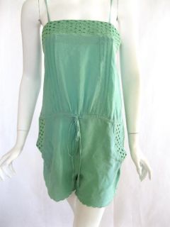 New Isabel Lu Green Tie Silk Jumpsuit Shorts XS $167