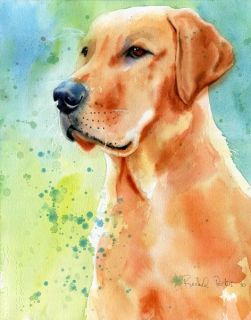 Print Yellow Labrador Retriever Dog Painting Art