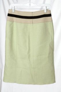  Green Twill Mohair Blend Couture Pencil Skirt Sz 2 US 42 ITA