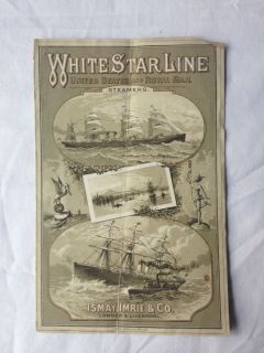 White Star Line Ismay Imrie Co Saloon Passenger List s s Britannic G