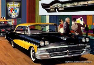 1958 Ford Fairlane Club Victoria Yellow Black Magnet
