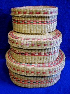 Nesting Baskets Set 3 Mexican Woven Vintage Handwoven