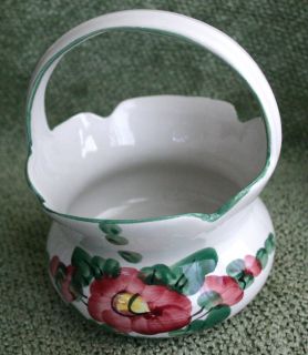 Italian Pottery Ceramic Flower Basket Vase Planter Hand Painted