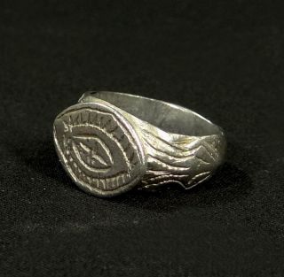 Antique Ottoman Turkish Islamic Wax Seal Stamp Silver Ring Eye