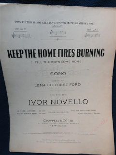  The Boys Come Home). Original WWI US Edition . Music by Ivor Novello