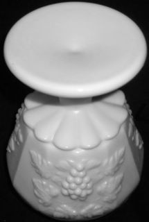  Milk Glass Paneled Grape Pattern Ivy Ball Vase In Excellent Condition
