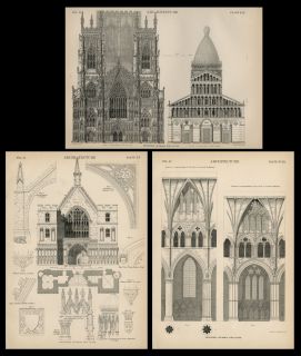 Architectural Renderings (English & Italian) 3 Authentic 1881 Steel